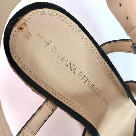 BANANA REPUBLIC TECLA Black Canvas Sz 9 Espadrille Wedge Crossover Ankle Strap - Picture 13 of 16